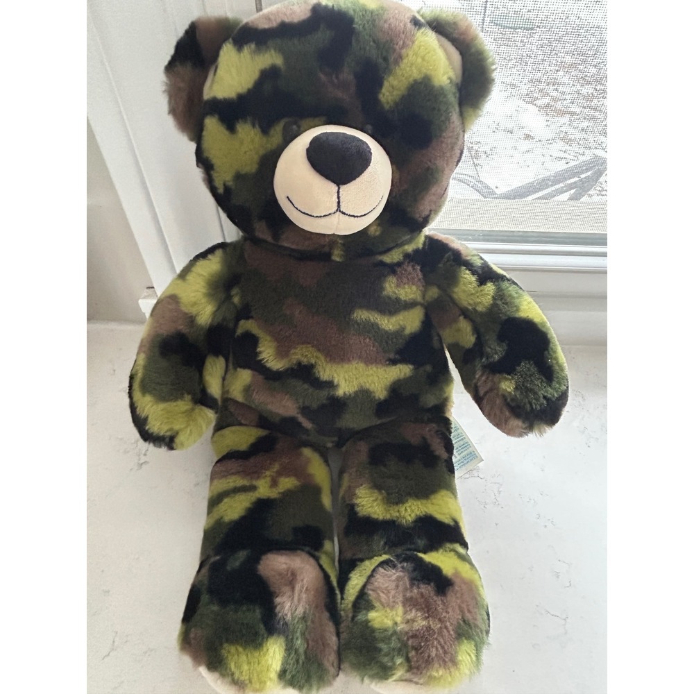 Build-A-Bear Workshop Camouflage Teddy Bear Green‎ Brown Camo Plush Stuffed Bear